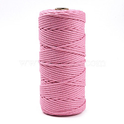 Cotton String Threads, Macrame Cord, Decorative String Threads, for DIY Crafts, Gift Wrapping and Jewelry Making, Hot Pink, 3mm, about 109.36 Yards(100m)/Roll.(OCOR-T001-02-15)
