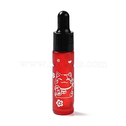 Rubber Dropper Bottles, Refillable Glass Bottle, for Essential Oils Aromatherapy, with Fortune Cat Pattern & Chinese Character, Red, 2x9.45cm, Hole: 9.5mm, Capacity: 10ml(0.34fl. oz)(MRMJ-M002-01B-05)