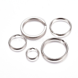 Iron Split Key Ring, Keychain Clasp Findings, Platinum, 15~30x2~2.9mm, Inner Diameter: 12~25.8mm, about 250pcs/500g(KEYC-XCP0001-03P)
