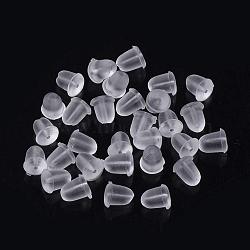 Plastic Ear Nuts, Earring Backs, Clear, 4x4mm, Hole: 0.5mm, about 714pcs/20g(X-KY-R011-10)