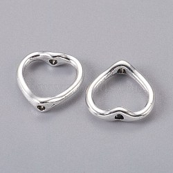Tibetan Style Bead Frames, Lead Free and Cadmium Free, Nickel Free, Heart, Antique Silver Color, about 13.5x14x2mm, hole: 1.5mm(LFH10267Y-NF)