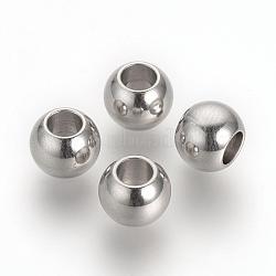 304 Stainless Steel European Beads, Large Hole Beads, Rondelle, Stainless Steel Color, 8x6mm, Hole: 4mm(STAS-R071-39)