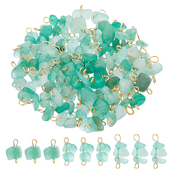 60Pcs 3 Styles Natural Green Aventurine Nuggets Connector Charms, with 304 Stainless Steel Double Loops, Golden, 10~20mm, Hole: 1.2~2.5mm, 20pcs/style