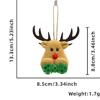 Christmas Cloth Pendant Decorations, for Christmas Tree Hanging Ornaments, Deer, 133mm