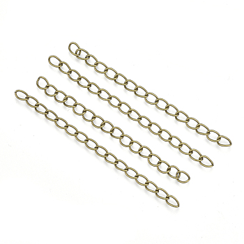 Iron Chain Extender, Curb Chains, Nickel Free, Antique Bronze, 70mm, Link: 5~5.5x3.5~4x0.5mm