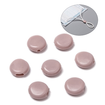PVC Plastic Cord Lock for Mouth Cover, Anti Slip Cord Buckles, Rope Adjuster, Flat Round, Pink, 10x4mm, Hole: 1.6mm and 1.6x4mm