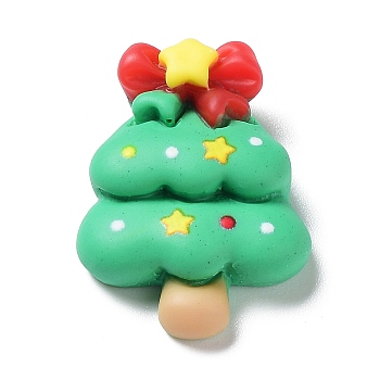 Christmas Theme Opaque Resin Cabochons, with Enamel, Christmas Tree, 24.5x18x7.5mm