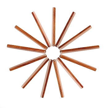 Resin & Walnut Wood Big Pendants, Rectangle/Bar, Mixed Color, 71.5x6x4mm, Hole: 1.2mm, 20pcs/box