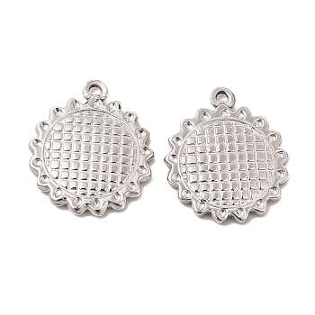 304 Stainless Steel Pendants, Sunflower Charm, Stainless Steel Color, 21x18x2mm, Hole: 1.5mm