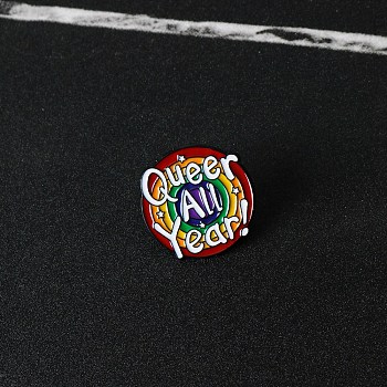 Pride Rainbow Enamel Pins, Alloy Brooch, Flat Round, 26mm