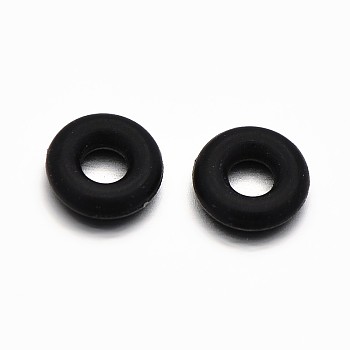 Rubber O Rings, Donut Spacer Beads, Fit European Clip Stopper Beads, Black, 5x1mm