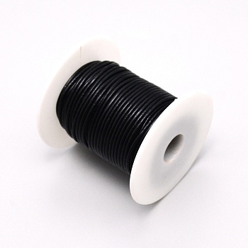 Cowhide Cord, Leather Jewelry Cord, Jewelry DIY Making Material, Black, 1.4~1.6mm