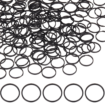 200Pcs Iron Split Key Rings, Keychain Ring, Electrophoresis Black, 15x1.5mm, Inner Diameter: 13.5mm
