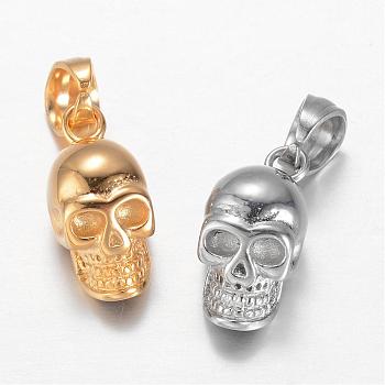 316 Surgical Stainless Steel Pendants, Skull, Mixed Color, 18.5x9.5x9mm, Hole: 5x6mm