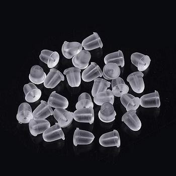 Plastic Ear Nuts, Earring Backs, Clear, 4x4mm, Hole: 0.5mm, about 714pcs/20g