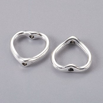 Tibetan Style Bead Frames, Lead Free and Cadmium Free, Nickel Free, Heart, Antique Silver Color, about 13.5x14x2mm, hole: 1.5mm