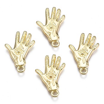 Rack Plating Alloy Pendants, Cadmium Free & Lead Free, Hand with Eye, Light Gold, 20.5x13.5x2mm, Hole: 1.6mm