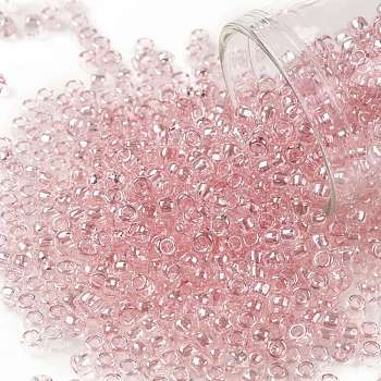 TOHO Round Seed Beads, Japanese Seed Beads, (289) Light French Rose Transparent Luster, 8/0, 3mm, Hole: 1mm, about 1110pcs/50g