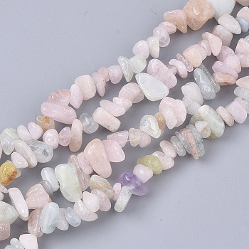 Natural Morganite Beads Strands, Chip, 5~15x5~10x2~7mm, Hole: 1mm, about  245~270pcs/Strand, 33.07~33.85 inch(84~86cm)