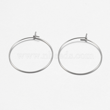 316 Surgical Stainless Steel Hoop Earrings Findings(STAS-I097-050C)-2