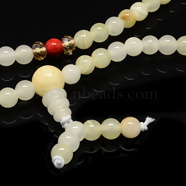 4-Loop-Wrap Buddha Meditation gelbe Jade Perlen Armbänder(BJEW-R040-6mm-10)-2