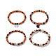 4Pcs 4 Style Dyed Natural & Synthetic Mixed Gemstone Skull Beaded Stretch Bracelets Set(BJEW-JB09324)-1