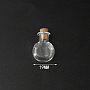 Mini High Borosilicate Glass Bottle Bead Containers Bead Containers, Wishing Bottle, with Cork Stopper, Flat Round, Clear, 2.6x1.9cm