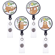Fingerinspire 4 Pcs 4 Styles ABS Plastic Retractable Badge Reel, Card Holders, with Platinum Snap Buttons, ID Badge Holder Retractable for Nurses, Flat Round, Animal Pattern, 85x17mm, 1pc/style(AJEW-FG0001-37C)