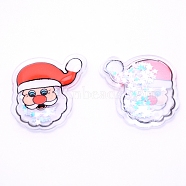 PVC Plastic with Plastic Paillette Cabochons, DIY for Bobby pin Accessories, Christmas Theme, Santa Claus, Red, 37x35x3.5mm(KY-CJC0004-09)