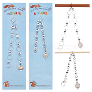 2Pcs 2 Style Sheep Charm Knitting Row Counter Chains, Alloy & Acrylic & Brass 0~9 Numbered Stitch Marker for Tracking Project Progress, Mixed Color, 18.5cm & 25.1cm, 1pc/style(HJEW-NB0001-76)