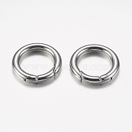 304 Stainless Steel Spring Gate Rings, O Rings, Ring, Stainless Steel Color, 6 Gauge, 24x4mm, Inner Diameter: 16mm(STAS-O114-030P)