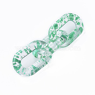 Transparent Acrylic Linking Rings, Quick Link Connectors, for Cable Chains Making, Oval, Medium Sea Green, 31x19.5x5mm, Inner Diameter: 8x20mm(OACR-N009-013A-12)
