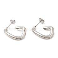 304 Stainless Steel Irregular Trapezoid Stud Earings, Half Hoop Earrings for Women, Stainless Steel Color, 21x4mm(EJEW-M224-06P)