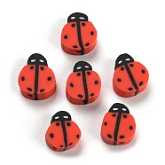 Handmade Polymer Clay Bead, Ladybug, Red, 8~12x7.5~10x4~5mm, Hole: 1.5~2mm(CLAY-N011-43B-07A)