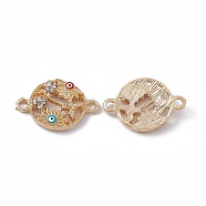 Alloy Crystal Rhinestones Connector Charms, with Enamel, Flat Round Links with Colorful Evil Eye Flower, Golden, 23x16x3mm, Hole: 1.8mm(FIND-A024-49G)