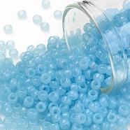 TOHO Round Seed Beads, Japanese Seed Beads, (1143) Translucent Aqua Blue, 8/0, 3mm, Hole: 1mm, about 1110pcs/50g(SEED-XTR08-1143)