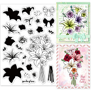 PVC Plastic Stamps, for DIY Scrapbooking, Photo Album Decorative, Cards Making, Stamp Sheets, Film Frame, Flower Pattern, 16x11x0.3cm(DIY-WH0167-57-0086)
