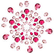 Acrylic Rhinestone Cabochons, Flat Back & Faceted, Acrylic Rhinestone Cabochons, Flat Back & Faceted, Star & Oval & Teardrop & Heart & Rectangle & Half Round, Pearl Pink, 225pcs/set(GACR-SC0001-02)