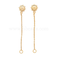 Brass Beads, with Chain, Nickel Free, Flower, Real 14K Gold Plated, 67mm(KK-N259-11)