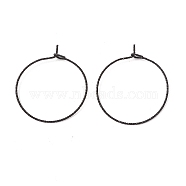 Ion Plating(IP) 316 Surgical Stainless Steel Hoop Earrings Findings, Wine Glass Charms Rings, Electrophoresis Black, 25x21mm, Pin: 0.6mm(X-STAS-D183-02EB-02)