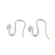 925 Sterling Silver Hoop Earrings Findings, Real Platinum Plated, 17.5~18mm, Hole: 1mm, Pin: 0.8mm(STER-B004-15P)