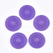 Resin Pendants, Imitation Woven Rattan Pattern, Flat Round, Medium Purple, 38~38.5x5.5mm, Hole: 1.2mm(RESI-S378-03B-10)