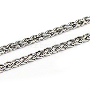 3.28 Feet 304 Stainless Steel Wheat Chains, Foxtail Chain, Unwelded, Stainless Steel Color, 6x4x1mm(X-CHS-L001-30-4mm)