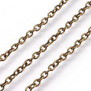 Iron Cable Chains, for DIY Jewelry Making, with Spool, Unwelded, Oval, Lead Free, Antique Bronze, 3x2x0.5mm, about 328.08 Feet(100m)/roll(CH-S079-AB-LF)