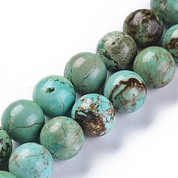 Natural Howlite Beads Strands, Dyed, Round, 10mm, Hole: 1mm, about 38pcs/strands, 14.96 inch(38cm)(TURQ-F017-02-10mm)