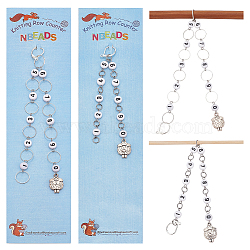 2Pcs 2 Style Sheep Charm Knitting Row Counter Chains, Alloy & Acrylic & Brass 0~9 Numbered Stitch Marker for Tracking Project Progress, Mixed Color, 18.5cm & 25.1cm, 1pc/style(HJEW-NB0001-76)