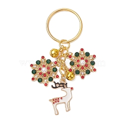 Alloy Enamel with Cubic Zirconia Keychain, Deer, Golden, 7.5cm(KEYC-JKC00863)