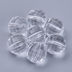 Transparent Acrylic Beads, Faceted, Round, Clear, 18x18mm, Hole: 2.7mm(X-TACR-Q254-18mm-V01)