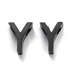 304 Stainless Steel Charms, Alphabet, Electrophoresis Black, Letter.Y, 8x6x3mm, Hole: 1.8mm(STAS-K216-41Y-EB)