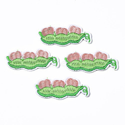 Computerized Embroidery Cloth Iron On/Sew On Patches, Costume Accessories, Appliques, Pease, Lime, 23x53x1.5mm(AJEW-T005-13)